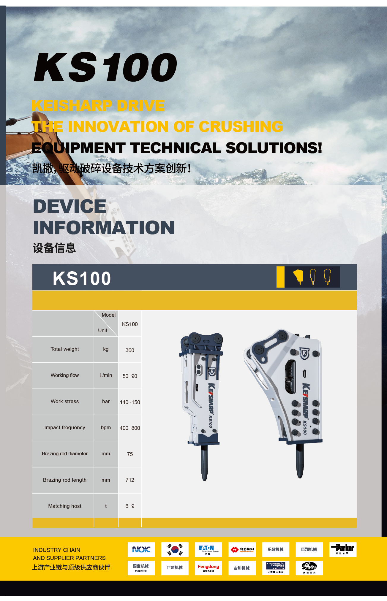 KS100 KEISHARP Box Type Breaker Specifications 凯撒重工